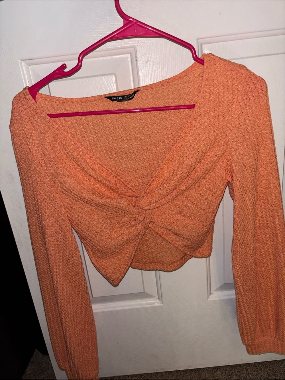 SHEIN Peach Orange Twist-Front Crop Top